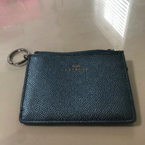 COACH Metallic Blue Mini Skinny ID Case